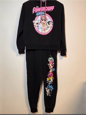 Powerpuff Girls Matching Hoodie & Jogger Set Size M Y2K Cartoon